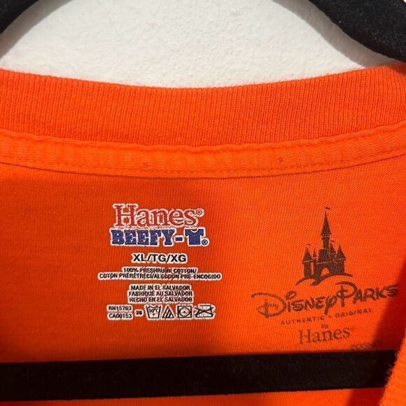 Hanes Mens Orange Halloween 2016 Disneyland Crew Neck Short Sleeve‎ Tee Size XL - Picture 5 of 6